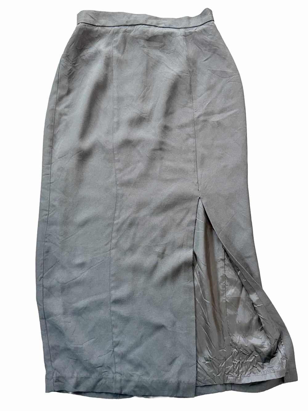 Classic Black Midi Skirt with Side Slit Double layer minimalist quiet luxury 25W